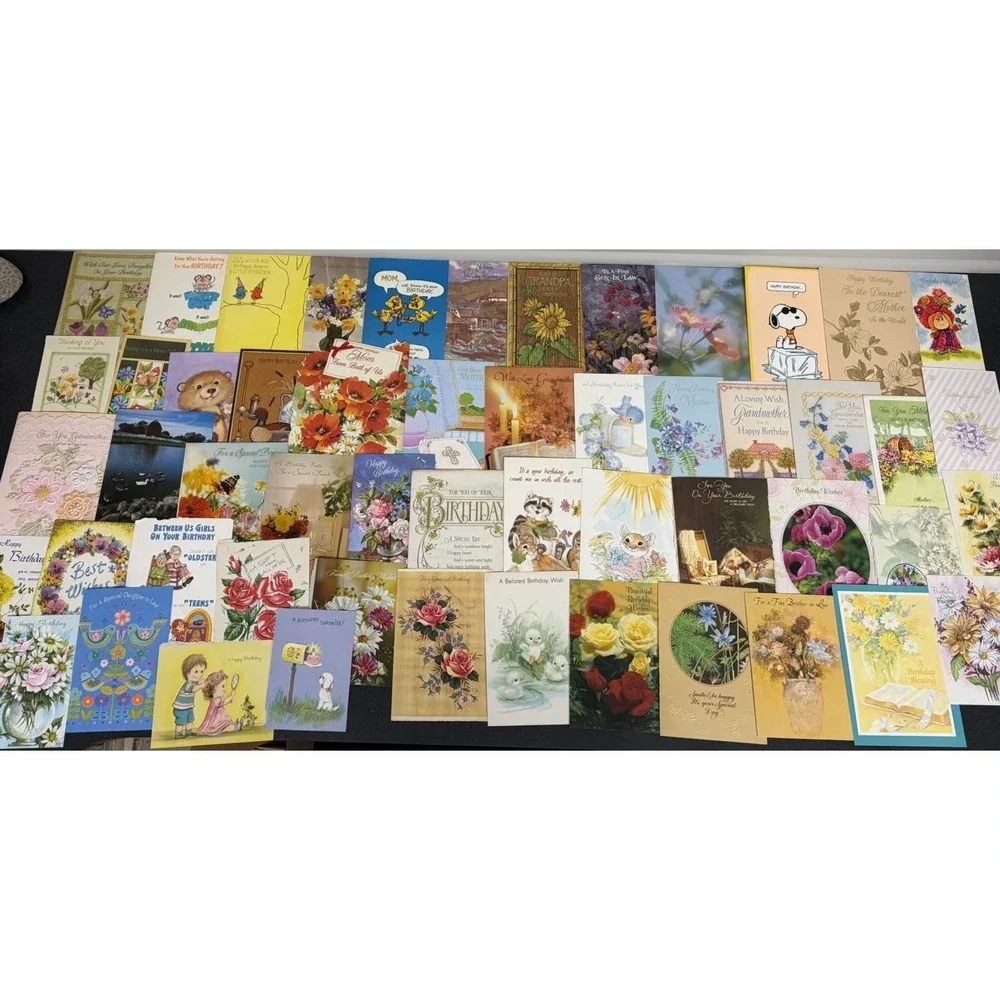 Vintage Birthday Cards Some Fronts ONLY Scrapbooking Crafts Decoupage Lot of 50+